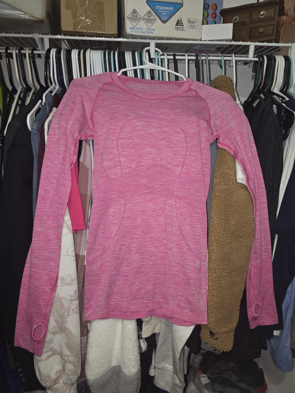 lululemon athletica Heathered Pink Long Sleeve Seamless Top